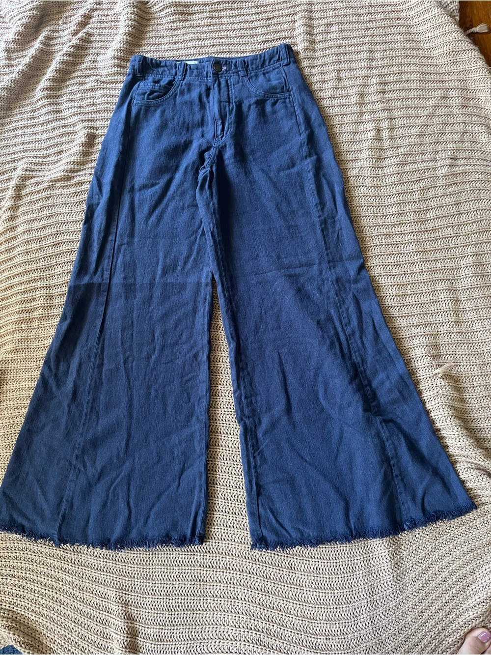 Pilcro Wide-Leg Flare Jeans in Deep Blue